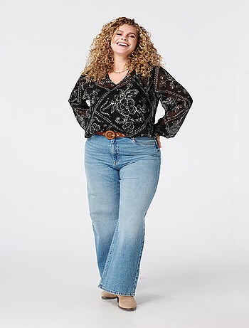 MS MODE Chemisier Blouse transparente imprimée