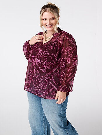 MS MODE Chemisier Blouse transparente imprimée