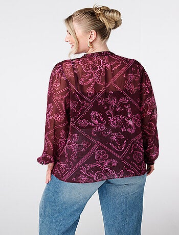 MS MODE Chemisier Blouse transparente imprimée