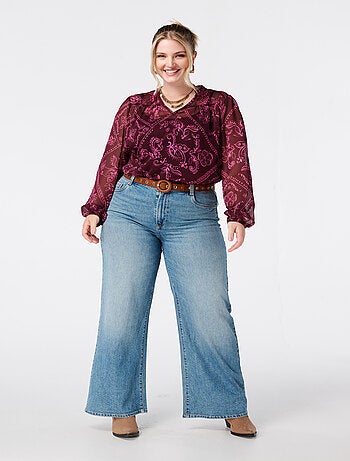 MS MODE Chemisier Blouse transparente imprimée