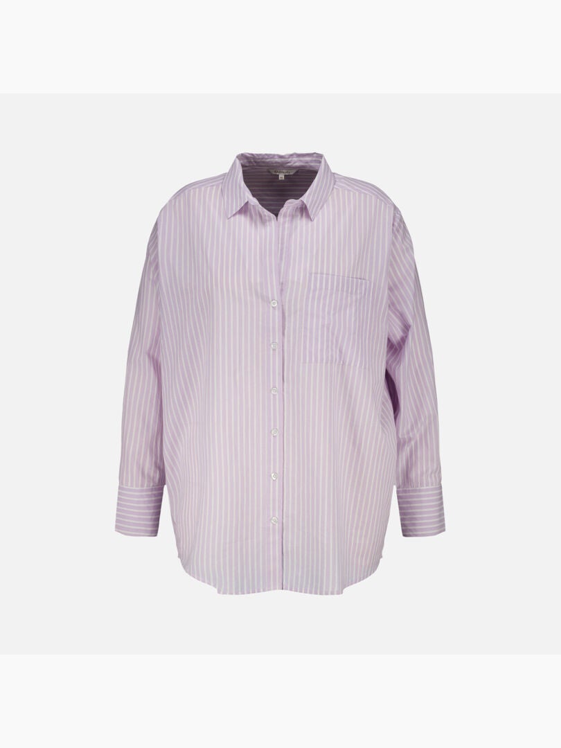 Chemise oversize pour femme, modèle à col uni en tissu rayé transparent