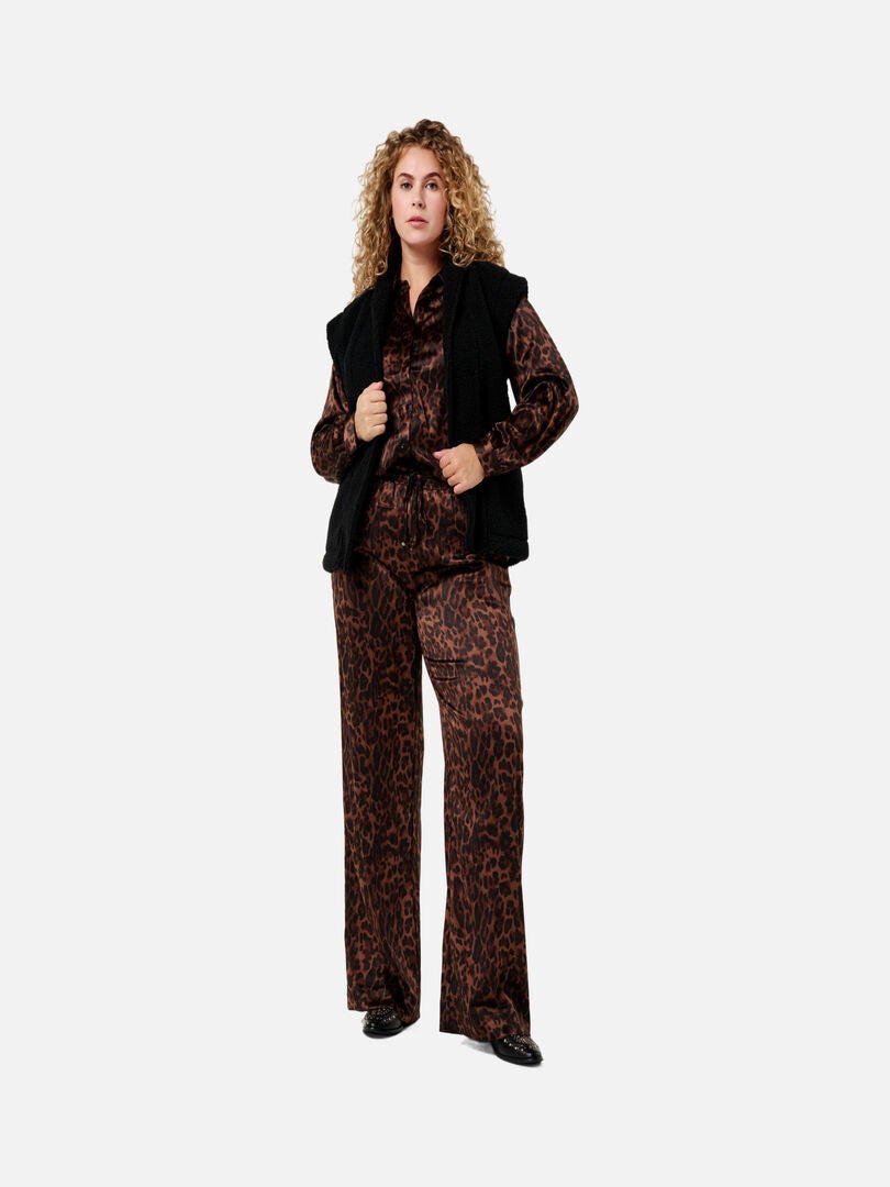 Chemisier Zara Femme Imprimé Marron Et Noir - Taille M, Occasion Très Bon état