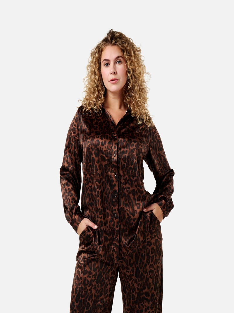 MS MODE Chemisier Chemisier à imprimé Marron - Kiabi