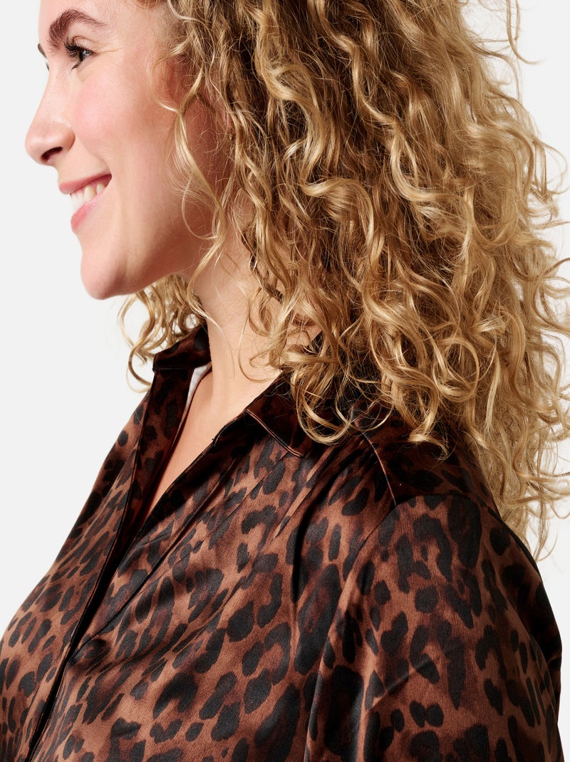 MS MODE Chemisier Chemisier à imprimé Marron - Kiabi