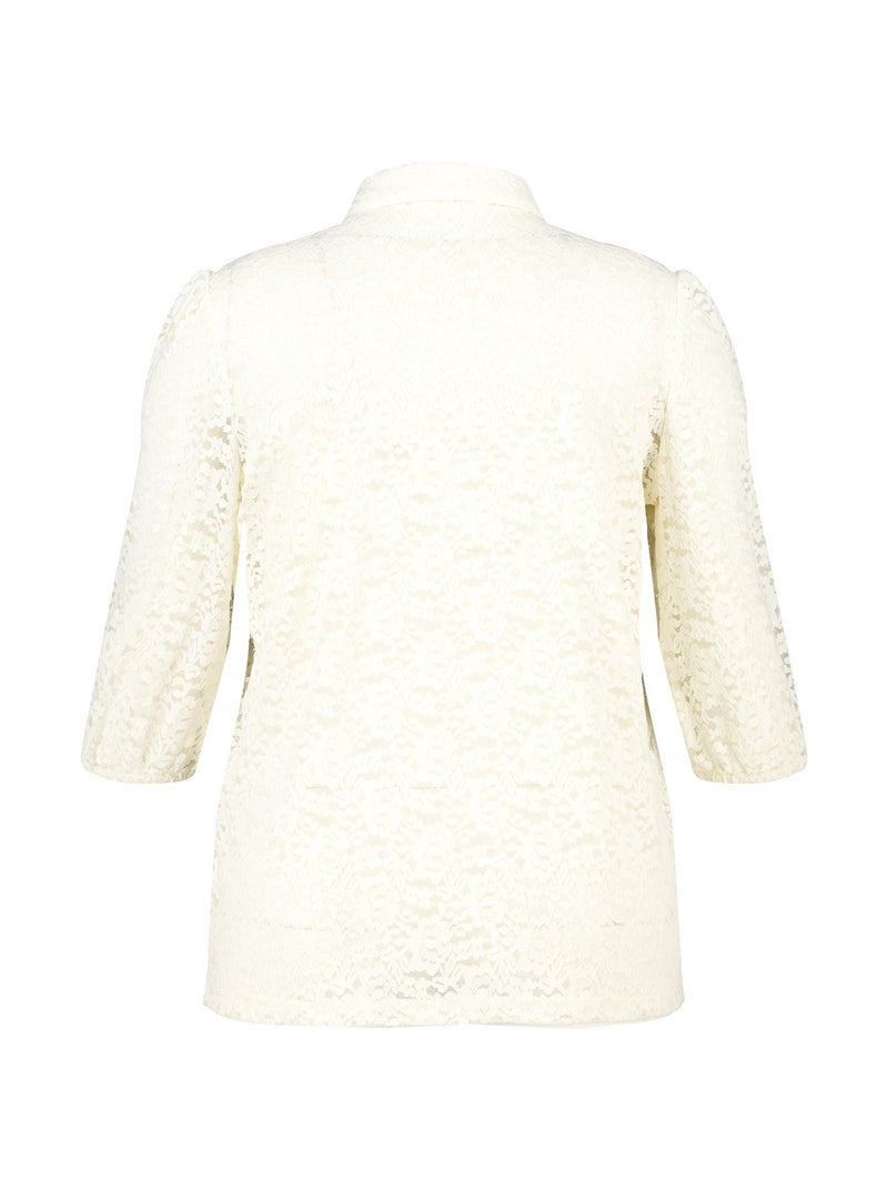 MS MODE Chemisier Chemisier avec dentelle Blanc cassé - Kiabi