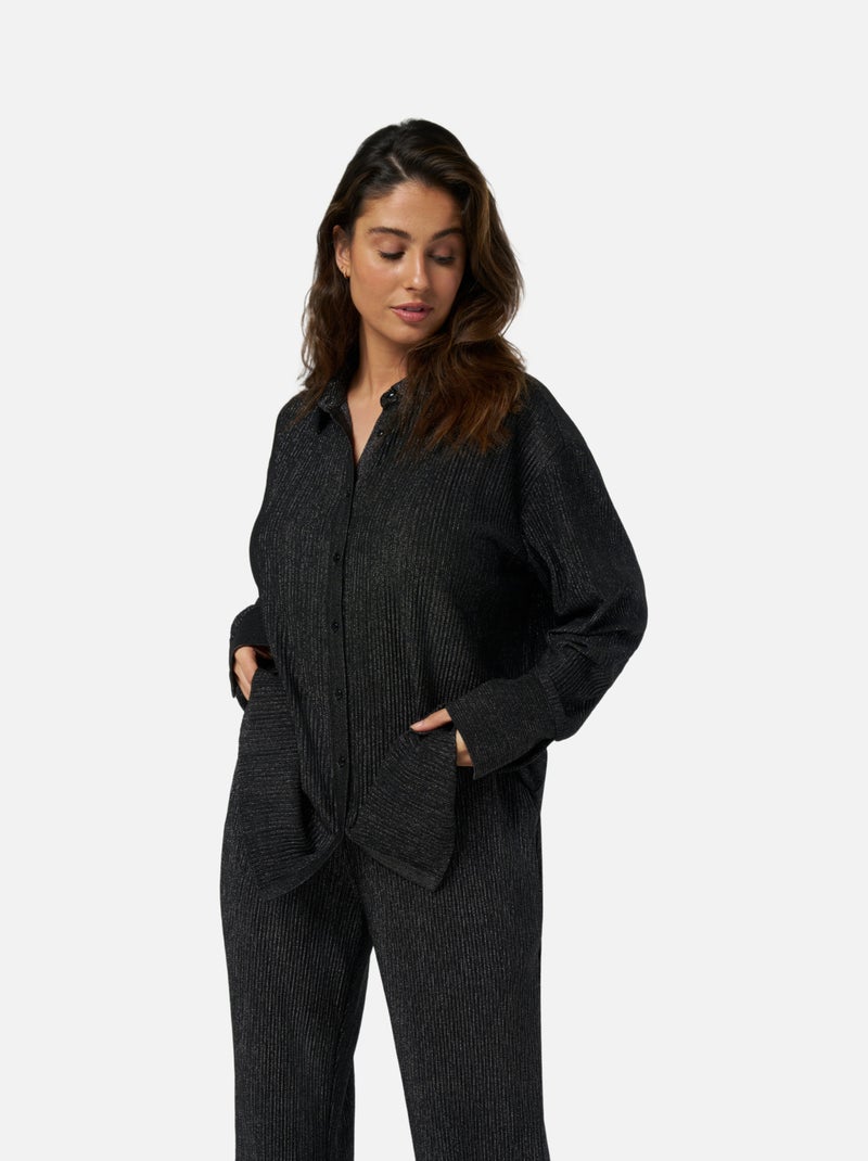 MS MODE Chemisier Chemisier en lurex Noir - Kiabi