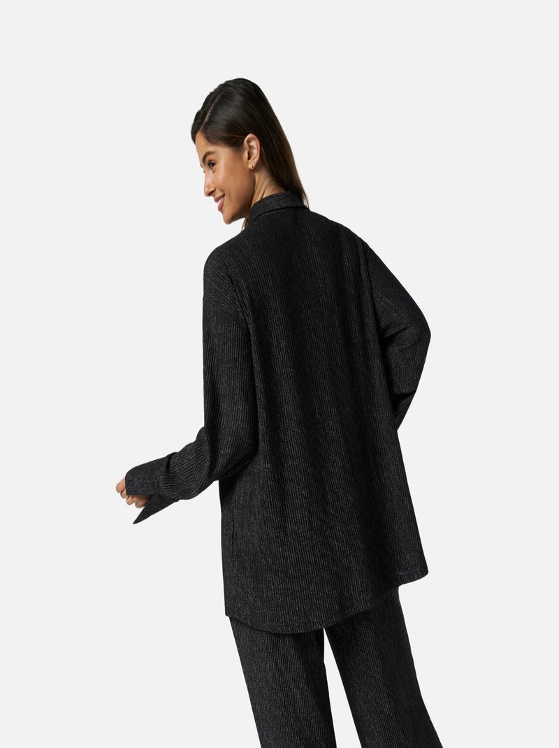 MS MODE Chemisier Chemisier en lurex Noir - Kiabi