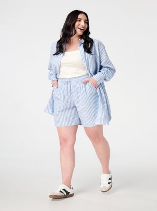 MS MODE Courts métrages Short à rayures avec ceinture élastiquée