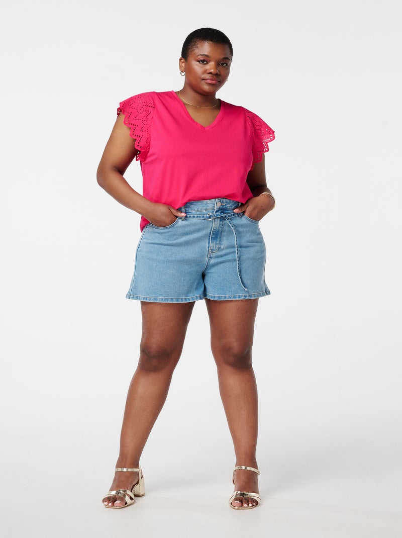 MS MODE Courts métrages Short ceinturé Bleu - Kiabi