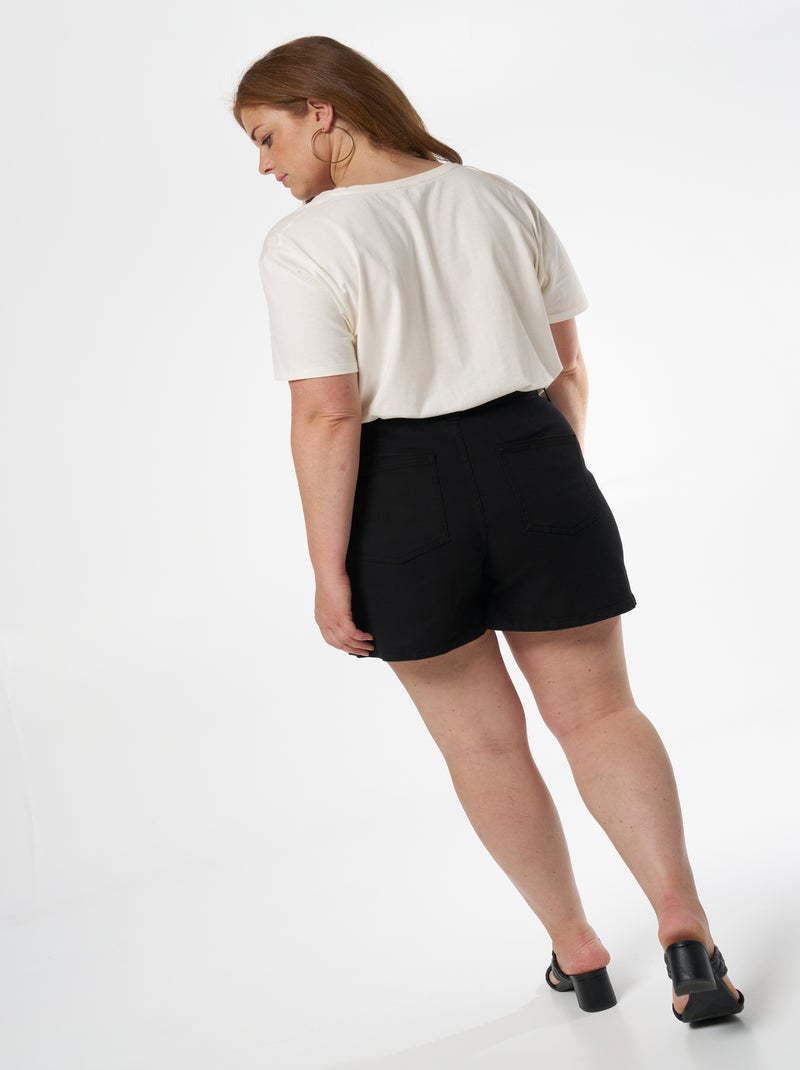 MS MODE Courts métrages Short en denim avec boutons dorés Noir - Kiabi