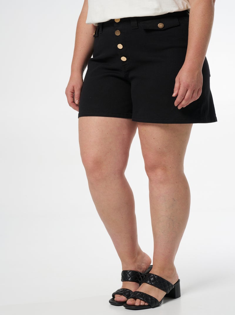 MS MODE Courts métrages Short en denim avec boutons dorés Noir - Kiabi