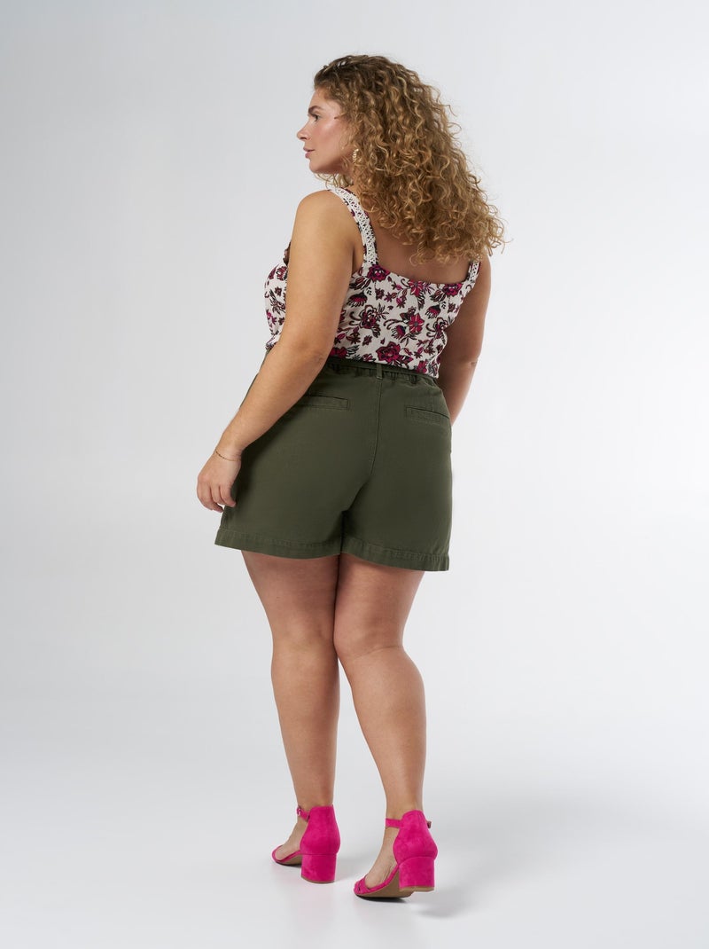 MS MODE Courts métrages Short en jean avec ceinture Kaki - Kiabi