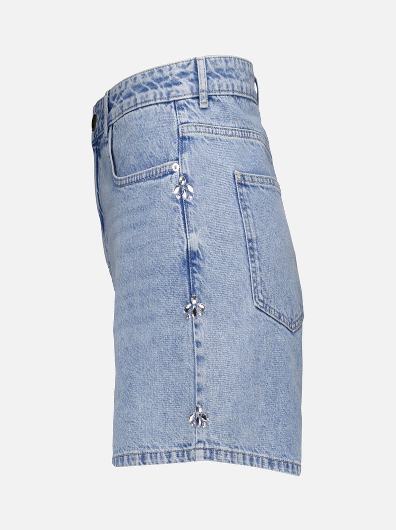MS MODE Courts métrages Short en jean avec strass Bleu - Kiabi