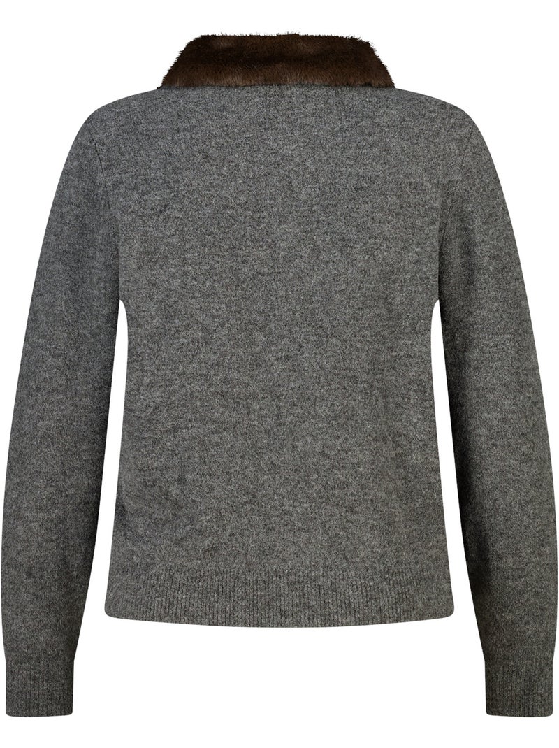 Ms mode gilet à col en fausse fourrure Gris foncé - Kiabi