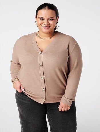 MS MODE Gilet Cardigan avec boutons en forme de cœur dorés