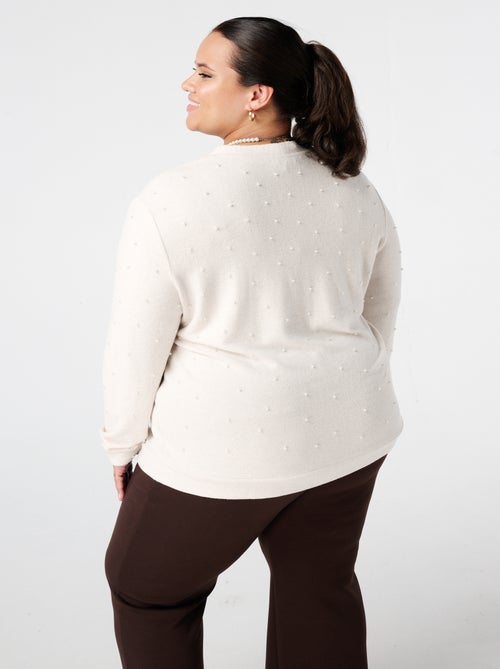 MS MODE Gilet Cardigan avec perles et fermeture à boutons - Kiabi