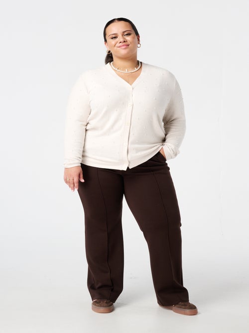 MS MODE Gilet Cardigan avec perles et fermeture à boutons - Kiabi