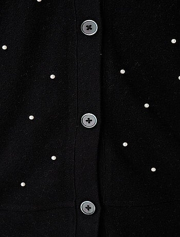 MS MODE Gilet Cardigan avec perles et fermeture à boutons