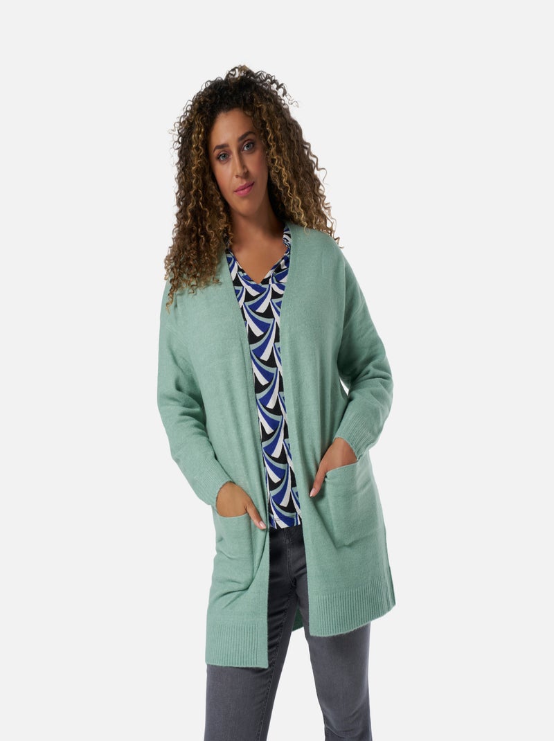 Gilet Cardigan IKKS Femme Vert Anis Taille 40 - Laine Mélangée, Neuf Avec étiquettes