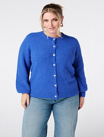 MS MODE Gilet Cardigan en maille fine avec fermeture à boutons