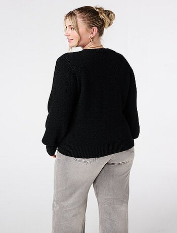 MS MODE Gilet Cardigan en maille fine avec fermeture à boutons