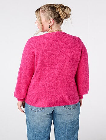 MS MODE Gilet Cardigan en maille fine avec fermeture à boutons