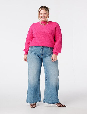 MS MODE Gilet Cardigan en maille fine avec fermeture à boutons