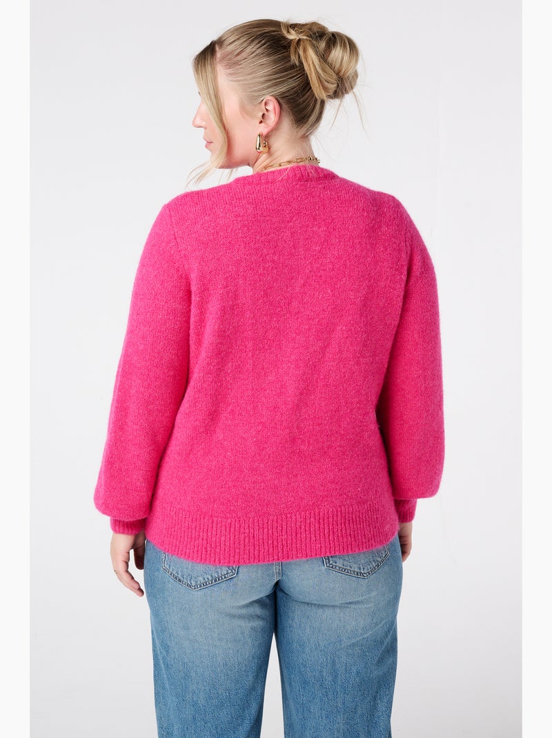 MS MODE Gilet Cardigan en maille fine avec fermeture à boutons Rose - Kiabi