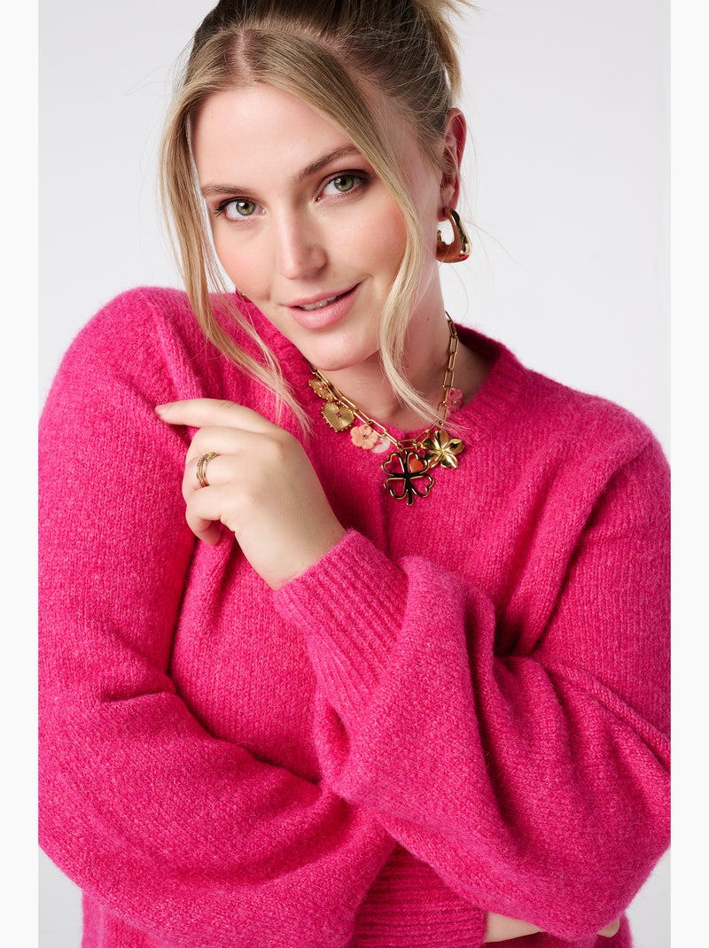 MS MODE Gilet Cardigan en maille fine avec fermeture à boutons Rose - Kiabi