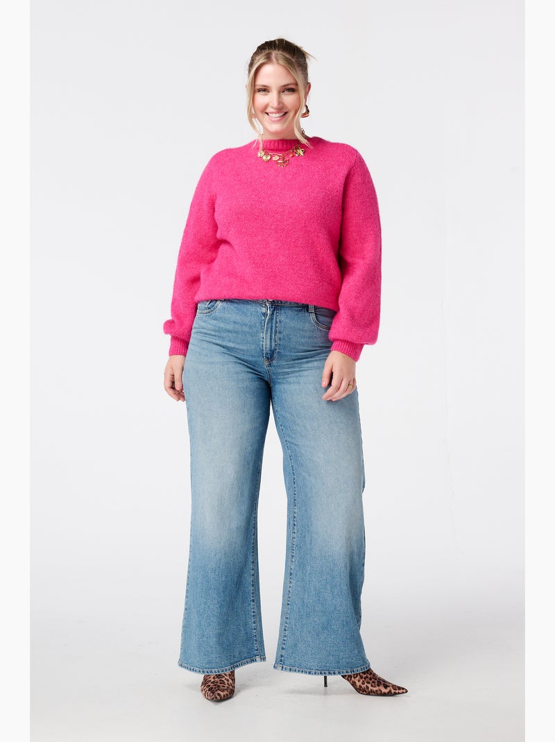 MS MODE Gilet Cardigan en maille fine avec fermeture à boutons Rose - Kiabi