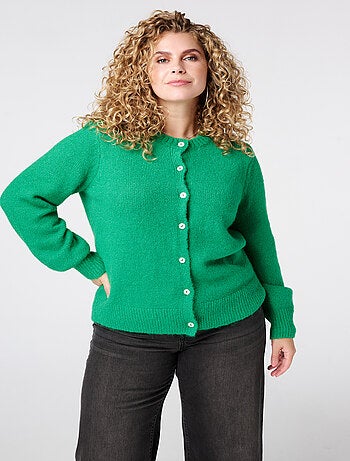 MS MODE Gilet Cardigan en maille fine avec fermeture à boutons