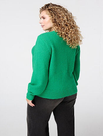 MS MODE Gilet Cardigan en maille fine avec fermeture à boutons