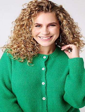 MS MODE Gilet Cardigan en maille fine avec fermeture à boutons