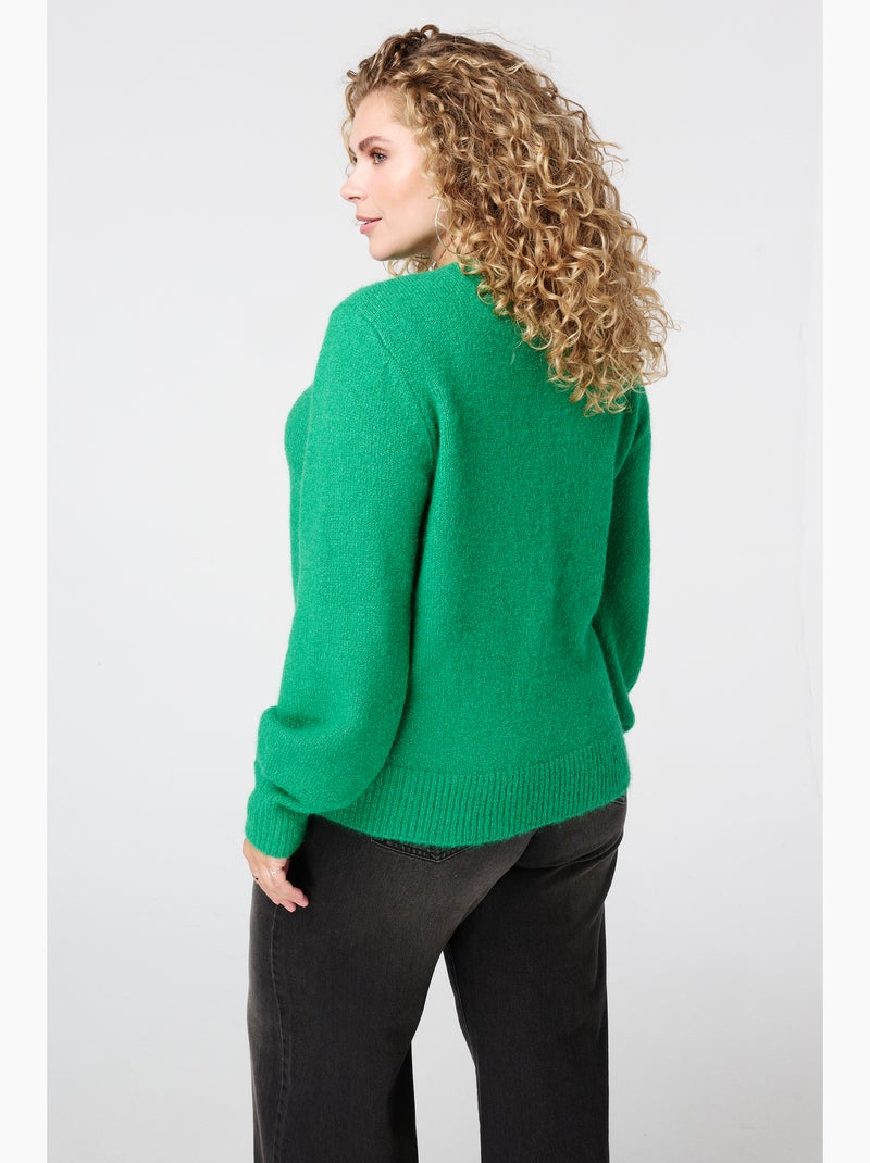 MS MODE Gilet Cardigan en maille fine avec fermeture à boutons Vert fluo - Kiabi