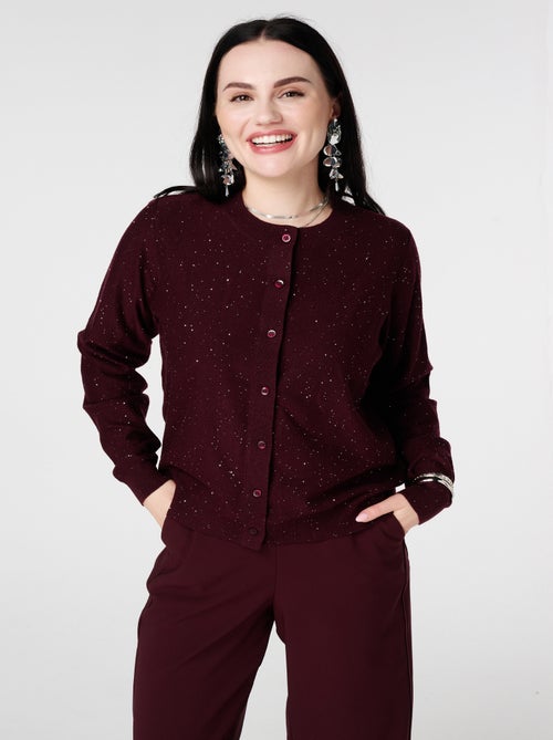 MS MODE Gilet Cardigan finement tricoté avec mini paillettes - Kiabi