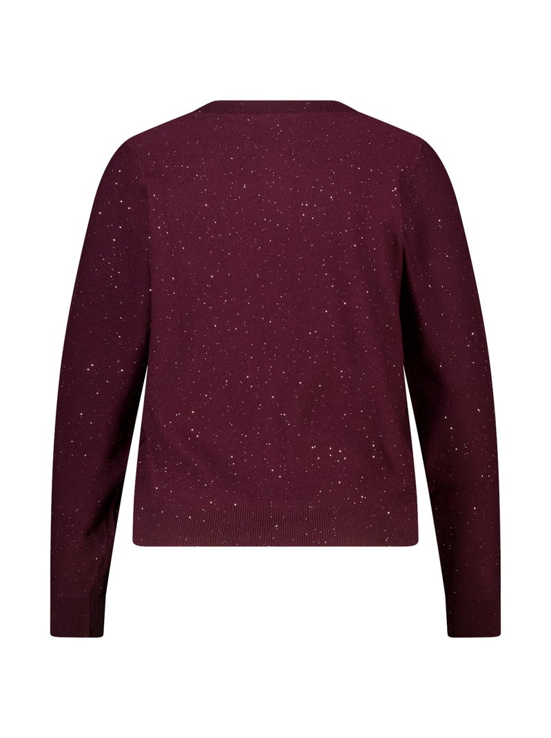 MS MODE Gilet Cardigan finement tricoté avec mini paillettes Bordeaux - Kiabi