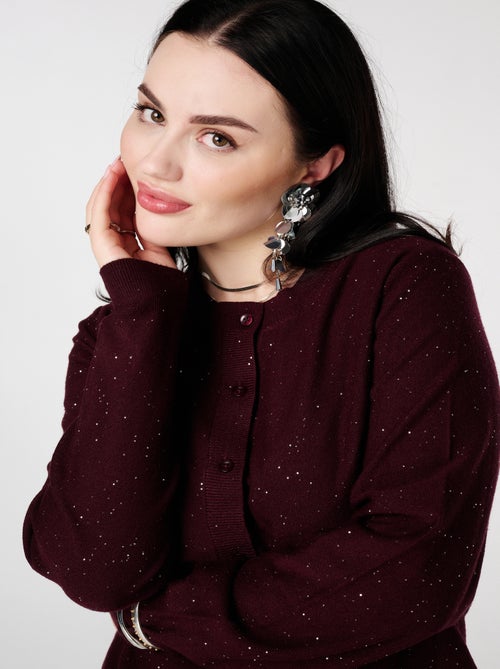 MS MODE Gilet Cardigan finement tricoté avec mini paillettes - Kiabi