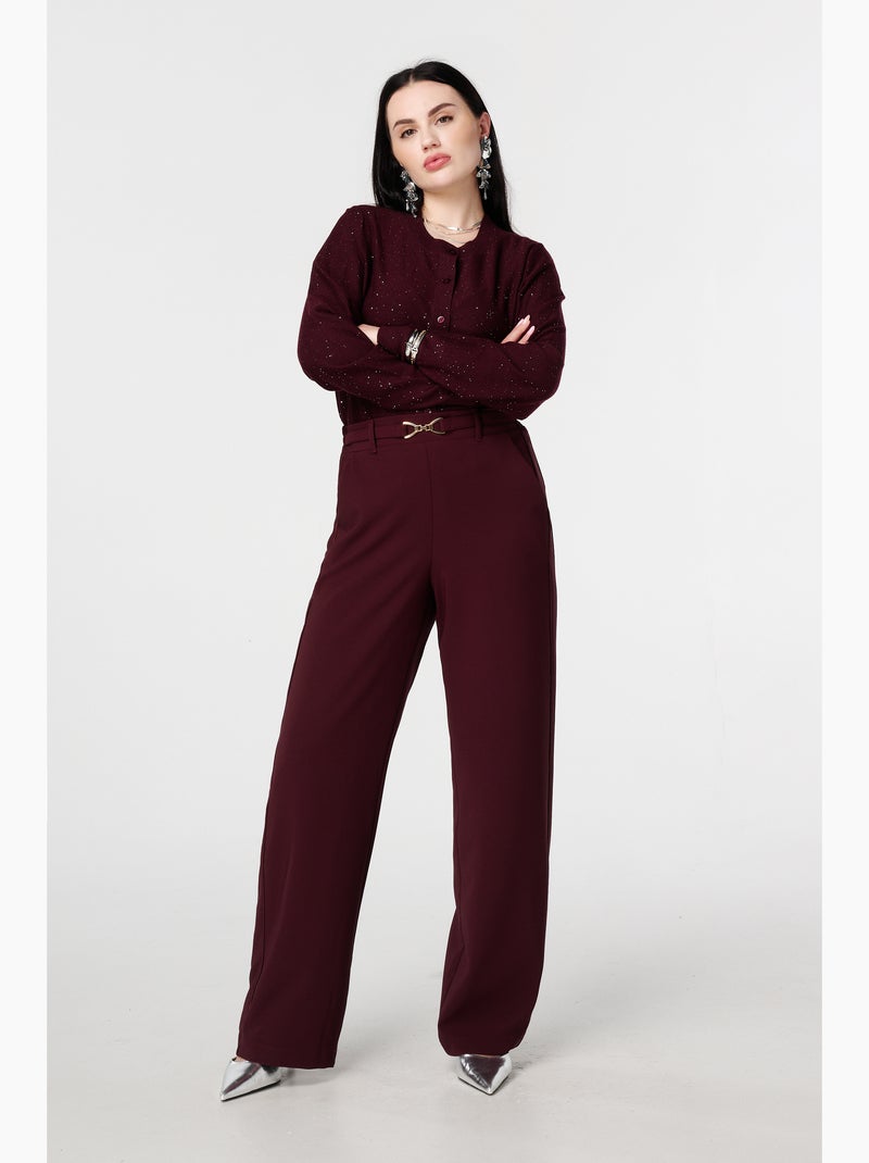 MS MODE Gilet Cardigan finement tricoté avec mini paillettes Bordeaux - Kiabi