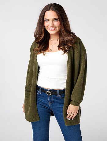 MS MODE Gilet Cardigan mi-long avec poches latérales
