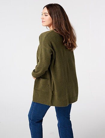 MS MODE Gilet Cardigan mi-long avec poches latérales