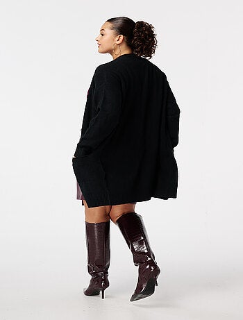 MS MODE Gilet Cardigan mi-long avec poches latérales