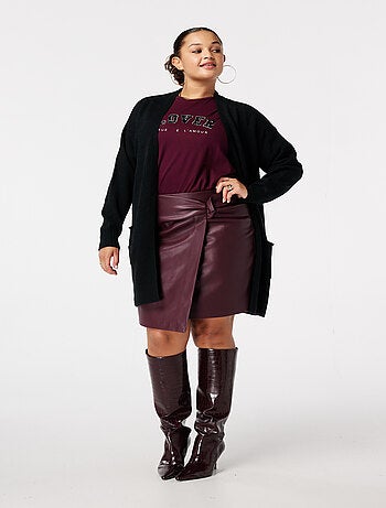 MS MODE Gilet Cardigan mi-long avec poches latérales