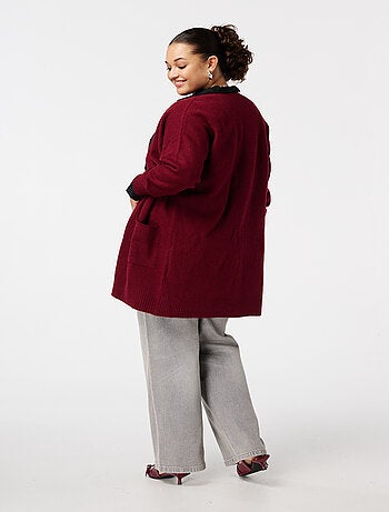 MS MODE Gilet Cardigan mi-long avec poches latérales