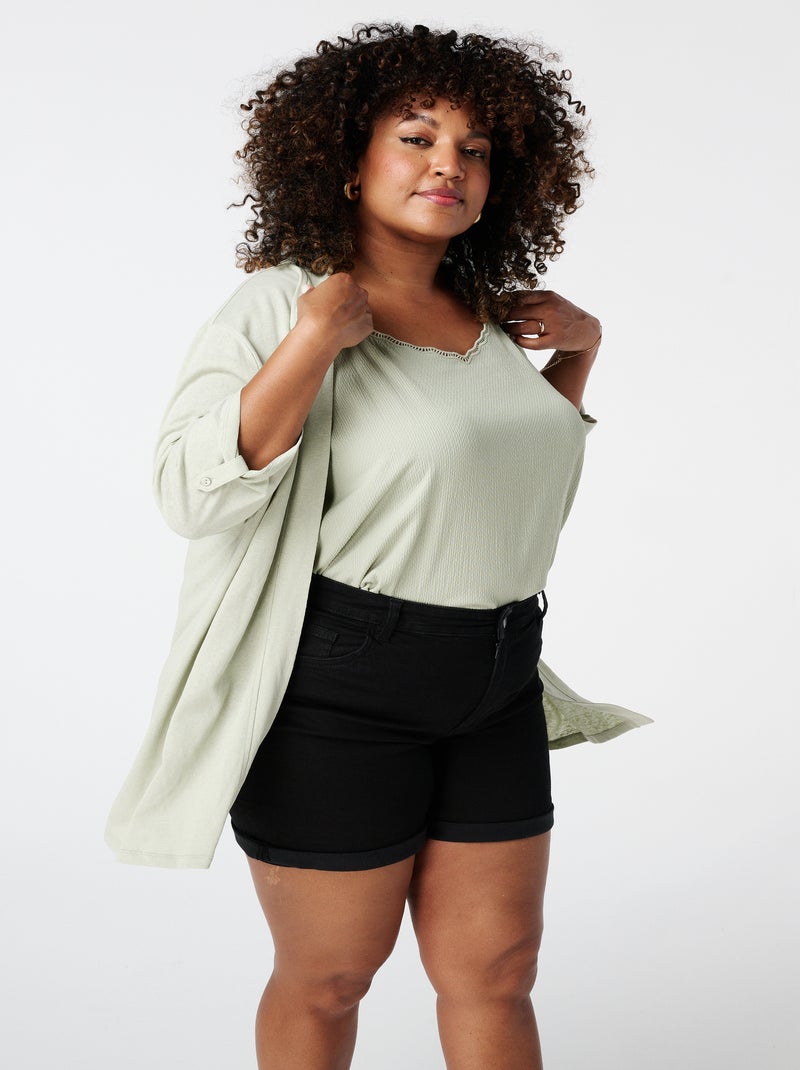 MS MODE Gilet Gilet avec manches trois quarts Vert kaki clair - Kiabi