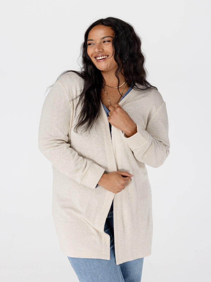 MS MODE Gilet Gilet texturé et un détail pailleté Blanc cassé - Kiabi
