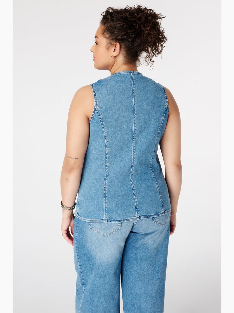 Ms mode gilet long en denim Bleu marine - Kiabi