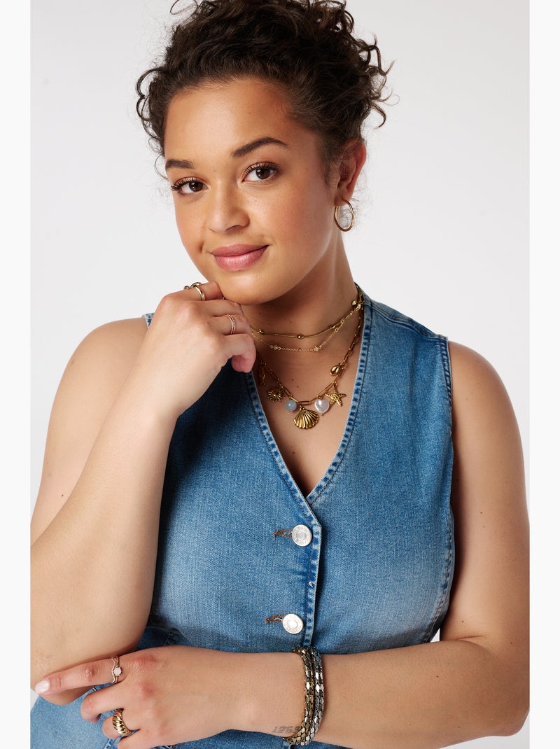 Ms mode gilet long en denim Bleu marine - Kiabi