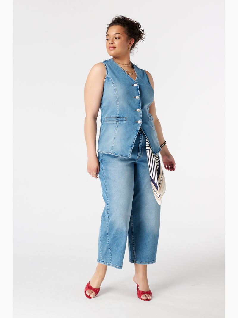 Ms mode gilet long en denim Bleu marine - Kiabi