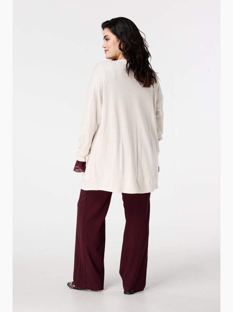 MS MODE Gilet Long gilet avec poches Blanc cassé - Kiabi