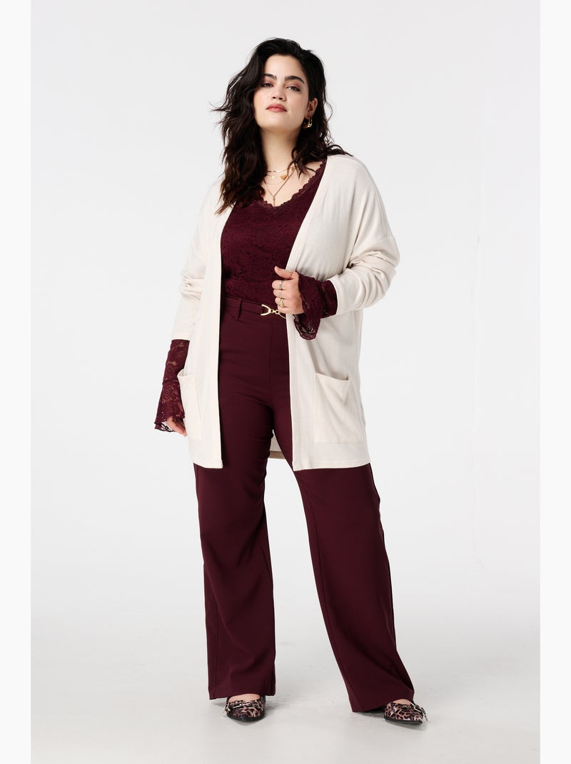 MS MODE Gilet Long gilet avec poches Blanc cassé - Kiabi